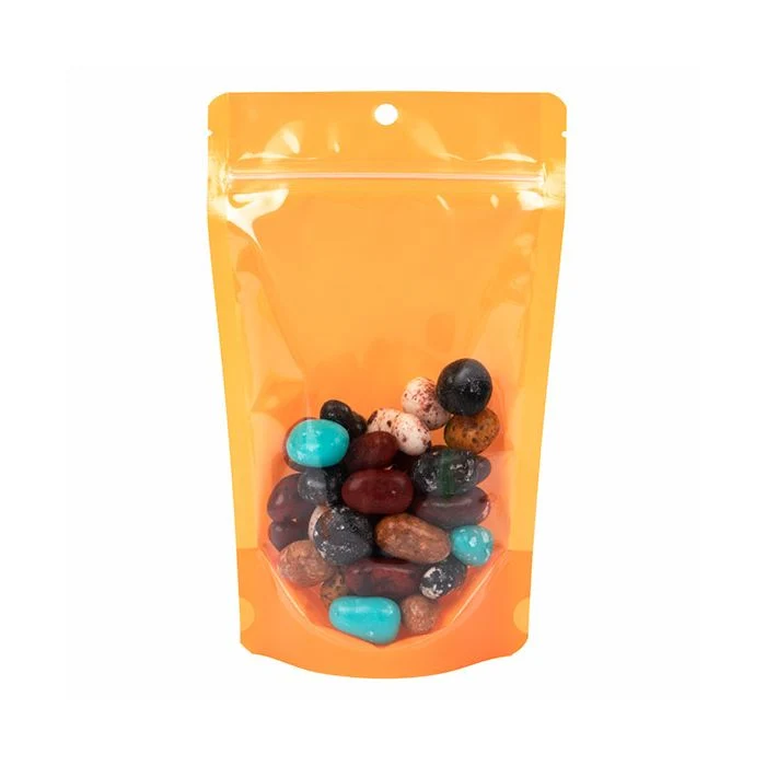 Standbodenbeutel Transparent/Neon- Orange 13x7,9x20,6 cm (100 Stück) [ZBGN3OR]