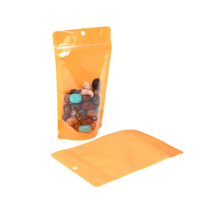 Standbodenbeutel Transparent/Neon- Orange 13x7,9x20,6 cm (100 Stück) [ZBGN3OR]