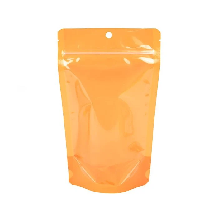 Standbodenbeutel Transparent/Neon- Orange 13x7,9x20,6 cm (100 Stück) [ZBGN3OR]