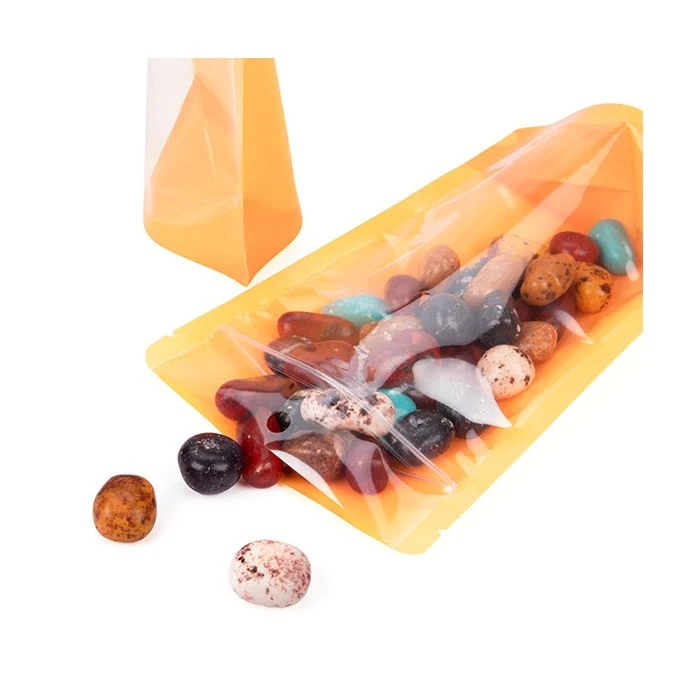 Standbodenbeutel Transparent/Neon- Orange 13x7,9x20,6 cm (100 Stück) [ZBGN3OR]