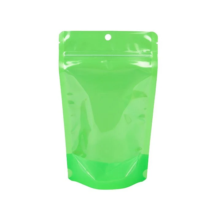 Standbodenbeutel Transparent/Neon- Grün 13x7,9x20,6 cm (100 Stück) [ZBGN3GR]