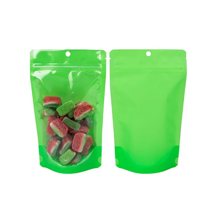 Standbodenbeutel Transparent/Neon- Grün 13x7,9x20,6 cm (100 Stück) [ZBGN3GR]