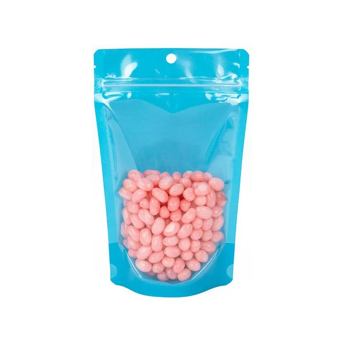 Standbodenbeutel Transparent/Neon- Blau 13x7,9x20,6 cm (100 Stück) [ZBGN3BL]
