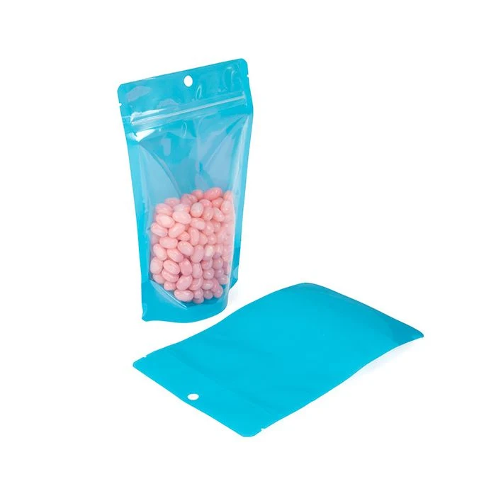 Standbodenbeutel Transparent/Neon- Blau 13x7,9x20,6 cm (100 Stück) [ZBGN3BL]