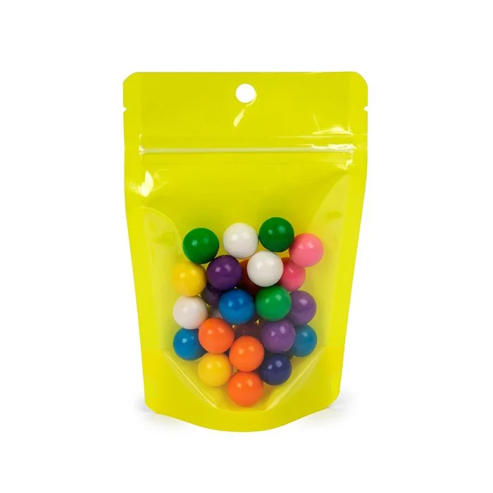 Standbodenbeutel Transparent/Neon- Gelb 10,2x6x15,2 cm (100 Stück) [ZBGN2YW]