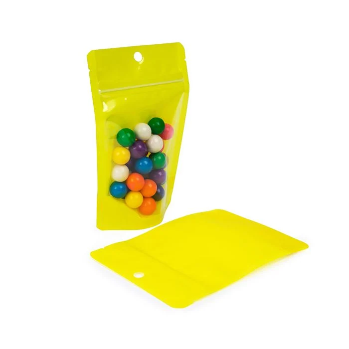 Standbodenbeutel Transparent/Neon- Gelb 10,2x6x15,2 cm (100 Stück) [ZBGN2YW]