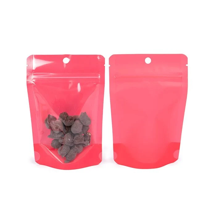 Standbodenbeutel Transparent/Neon- Wassermelonne 10,2x6x15,2 cm (100 Stück ) [ZBGN2W]