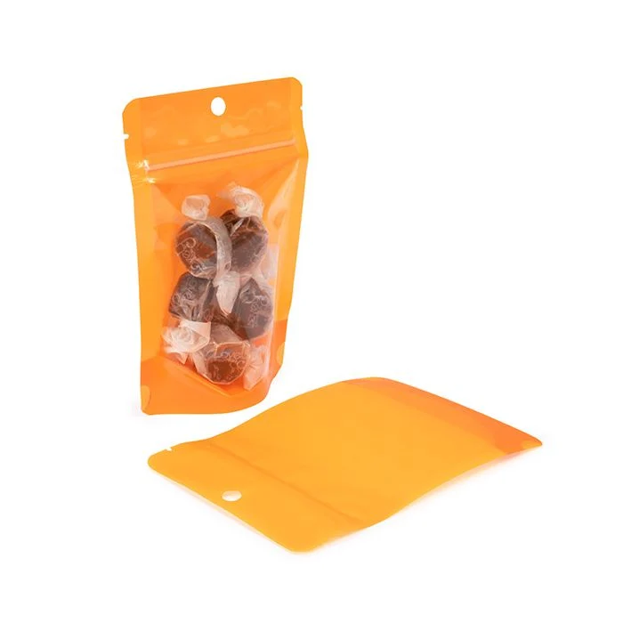 Standbodenbeutel Transparent/Neon- Orange 10,2x6x15,2 cm (100 Stück) [ZBGN2OR]