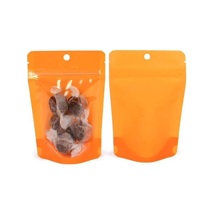 Standbodenbeutel Transparent/Neon- Orange 10,2x6x15,2 cm (100 Stück) [ZBGN2OR]