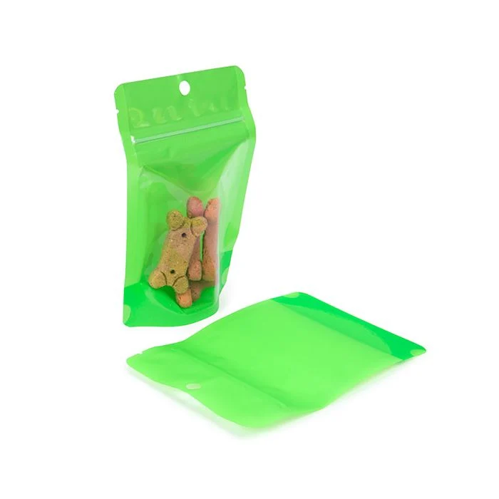 Standbodenbeutel Transparent/Neon- Grün 10,2x6x15,2 cm (100 Stück) [ZBGN2GR]