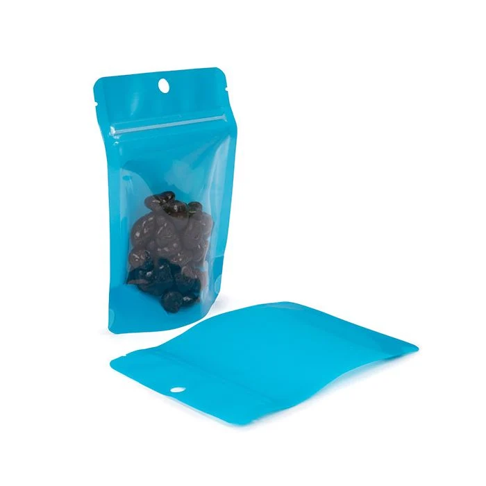 Standbodenbeutel Transparent/Neon- Blau 10,2x6x15,2 cm (100 Stück) [ZBGN2BL]