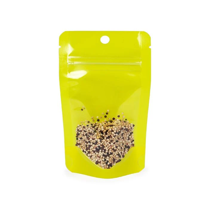 Standbodenbeutel Transparent/Neon- Gelb 7,9x5,1x13 cm (100 Stück) [ZBGN1YW]
