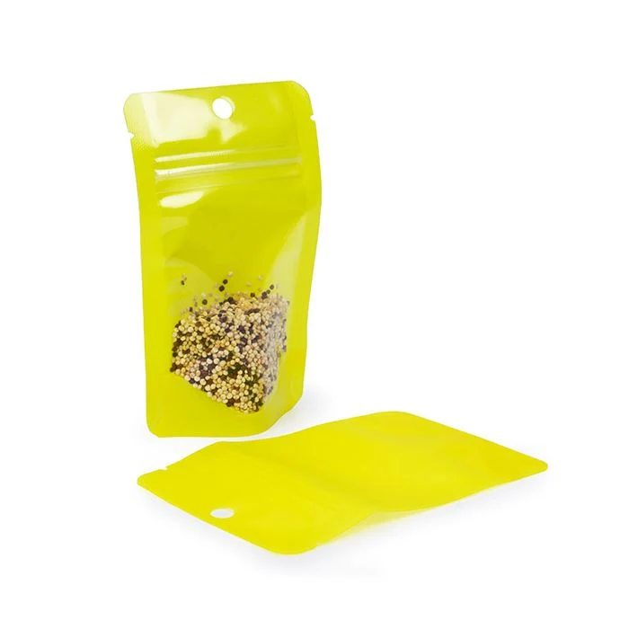 Standbodenbeutel Transparent/Neon- Gelb 7,9x5,1x13 cm (100 Stück) [ZBGN1YW]