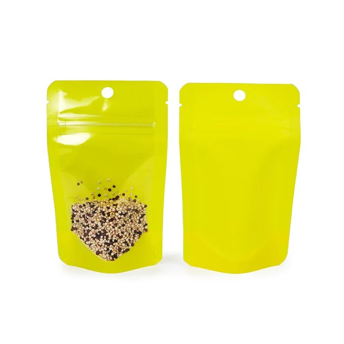 Standbodenbeutel Transparent/Neon- Gelb 7,9x5,1x13 cm (100 Stück) [ZBGN1YW]
