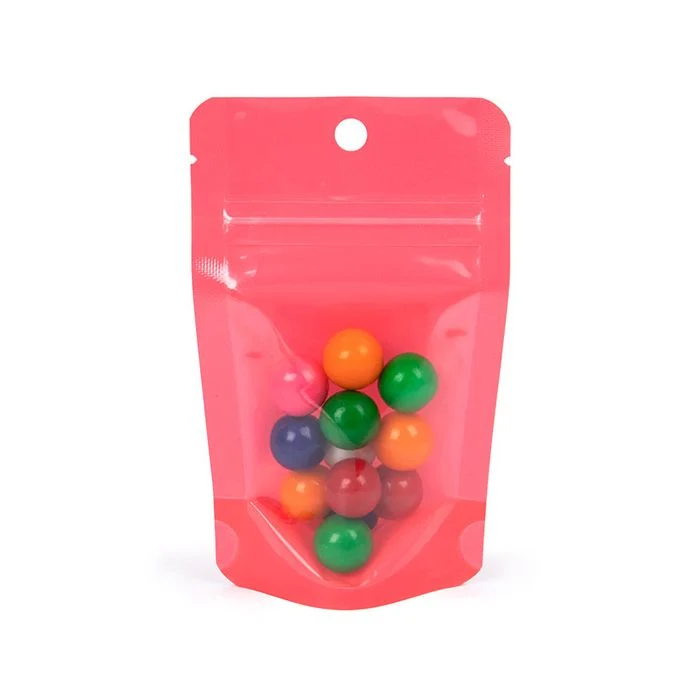Standbodenbeutel Transparent/Neon- Wassermelone 7,9x5,1x13 cm (100 Stück) [ZBGN1W]