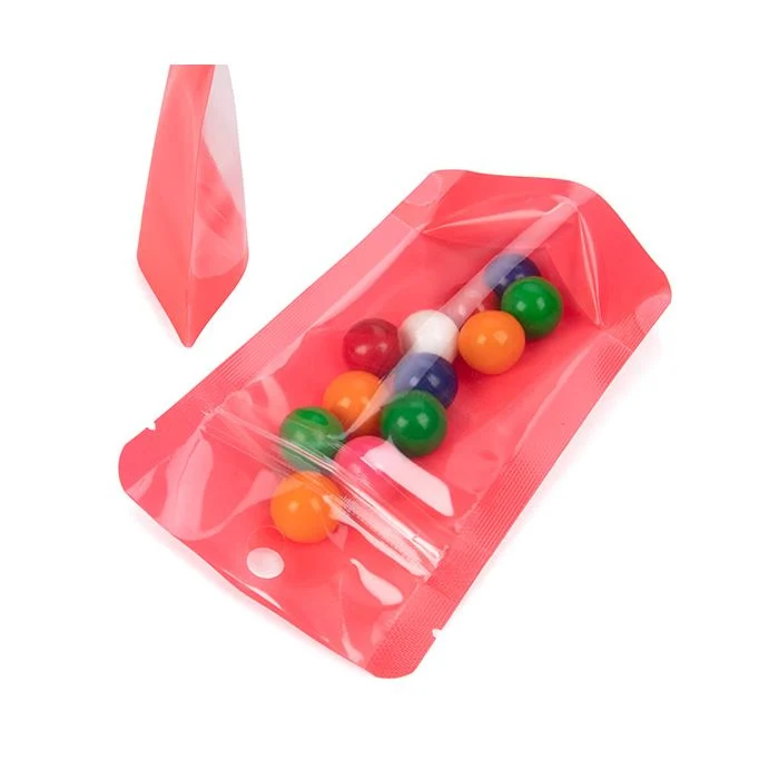 Standbodenbeutel Transparent/Neon- Wassermelone 7,9x5,1x13 cm (100 Stück) [ZBGN1W]