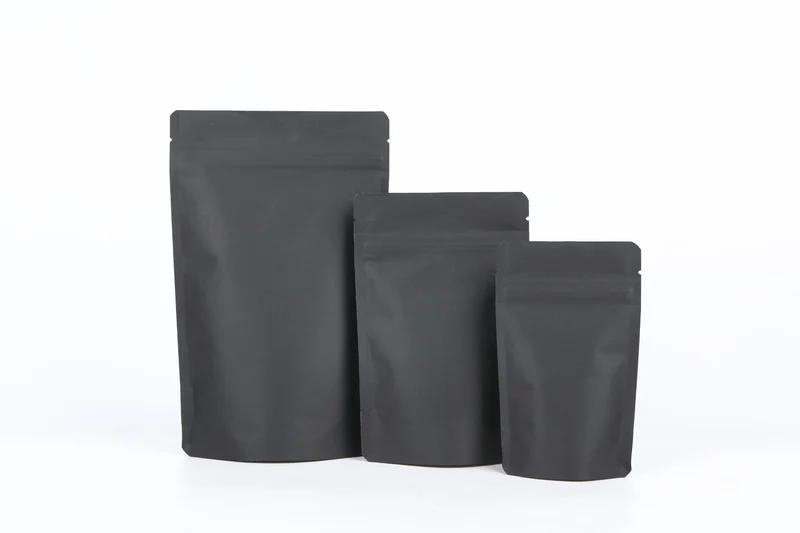 Standbodenbeutel Schwarz Kraft 13x8x20,5cm | 113 gram (100 Stück) [ZBGSK3BK]