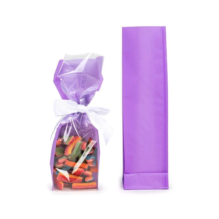Blockbodenbeutel Neon Lila 7x5,1x25,4 cm mit Bodenblatt (100 Stück) [FGPB17NP]