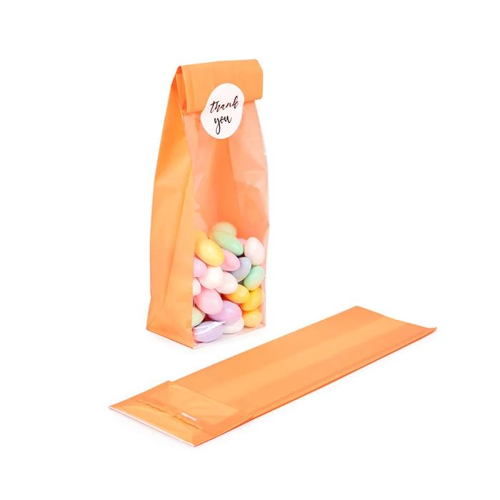 Blockbodenbeutel Neon Orange 7x5,1x25,4 cm mit Bodenblatt (100 Stück) [FGPB17NO]
