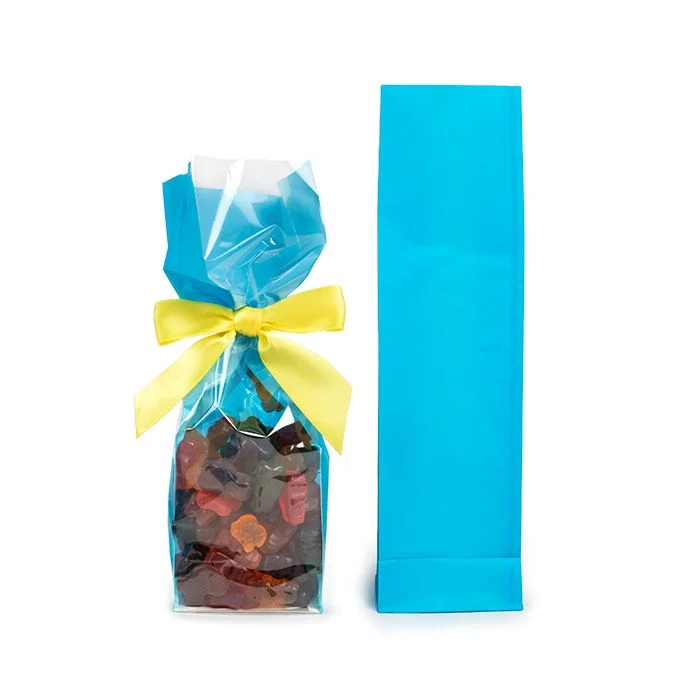 Blockbodenbeutel Neonblau 7x5,1x25,4 cm mit Bodenblatt (100 Stück) [FGPB17NB]
