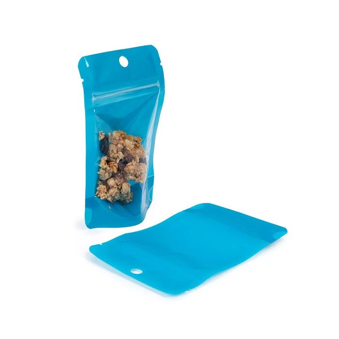 Standbodenbeutel Transparent/Neon--Blau 7,9x5,1x13 cm (100 Stück) [ZBGN1BL]