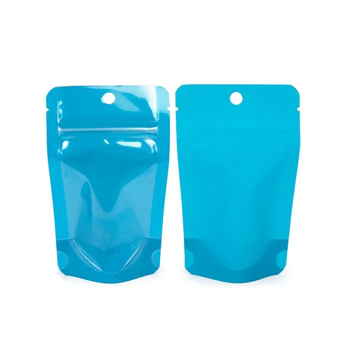 Standbodenbeutel Transparent/Neon--Blau 7,9x5,1x13 cm (100 Stück) [ZBGN1BL]