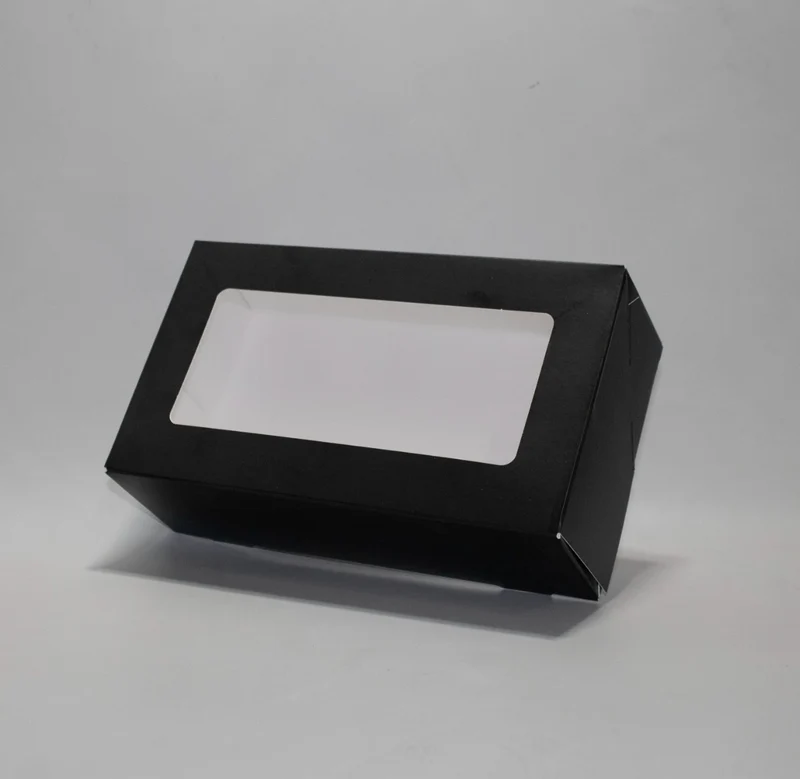 Pappschachteln Kraft schwarz mit Fenster 21.5x6.4x12 cm (125 Stück) [TB2112B]