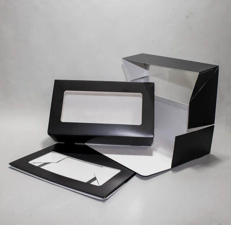 Pappschachteln Kraft schwarz mit Fenster 21.5x6.4x12 cm (125 Stück) [TB2112B]