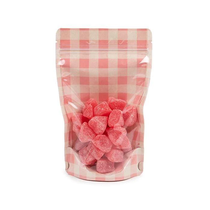 Standbodenbeutel Transparent/Rosa Pastell Kariert 13x7,9x20,6 cm (25 Stück) [ZBGSW3PP]