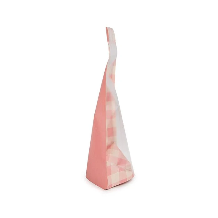 Standbodenbeutel Transparent/Rosa Pastell Kariert 13x7,9x20,6 cm (25 Stück) [ZBGSW3PP]