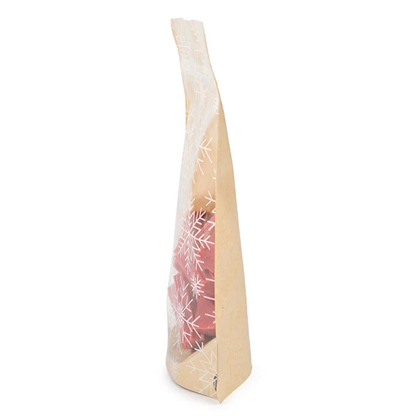 Standbodenbeutel Kraft Transparent/Eiskristalldruck 13x7,9x20,6 cm (25 Stück) [ZBGSW3KS]