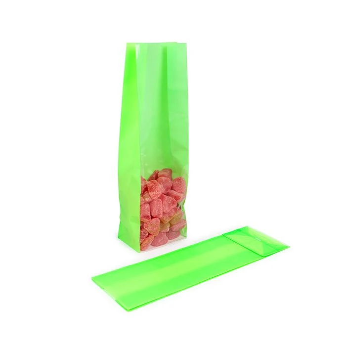 Blockbodenbeutel Neongrün 8,9x5,7x30,5 cm mit Bodenblatt (100 Stück) [FGPB16NG]