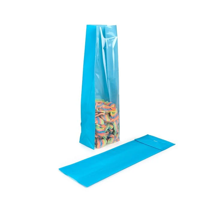 Blockbodenbeutel Neonblau 8,9x5,7x30,5 cm mit Bodenblatt (100 Stück) [FGPB16NB]