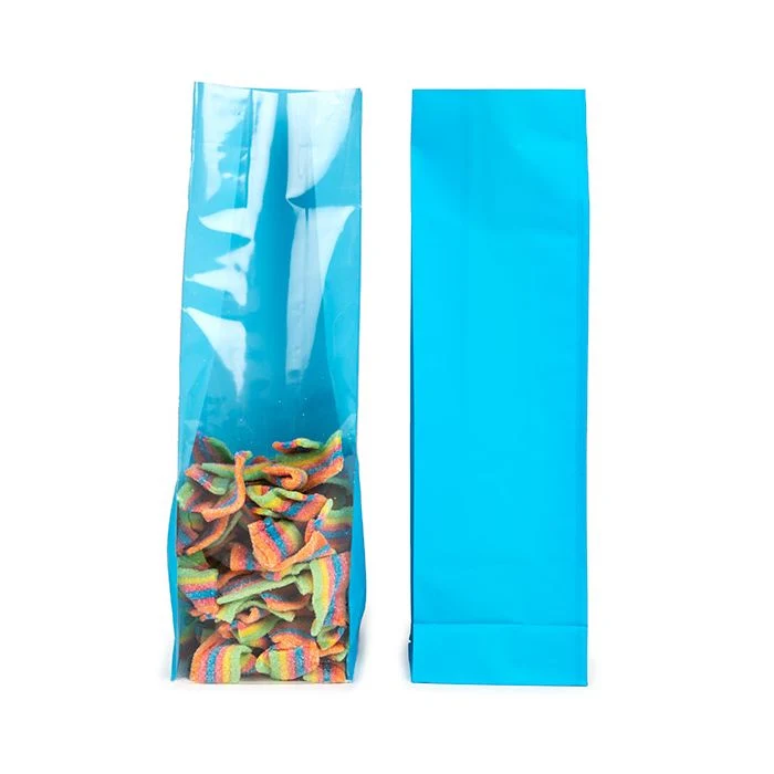Blockbodenbeutel Neonblau 8,9x5,7x30,5 cm mit Bodenblatt (100 Stück) [FGPB16NB]