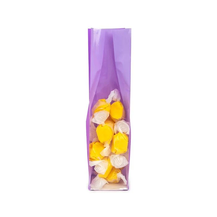 Blockbodenbeutel Neon Lila 5,1x5,1x21 cm mit Bodenblatt (100 Stück) [FGPB11NP]