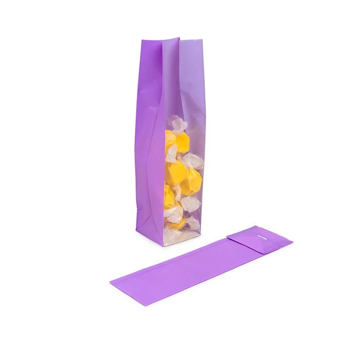 Blockbodenbeutel Neon Lila 5,1x5,1x21 cm mit Bodenblatt (100 Stück) [FGPB11NP]