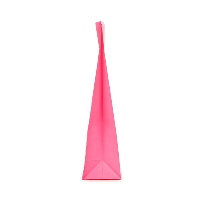 Blockbodenbeutel Neon-Rosa 5,1x5,1x21 cm mit Bodenblatt (100 Stück) [FGPB11NK]