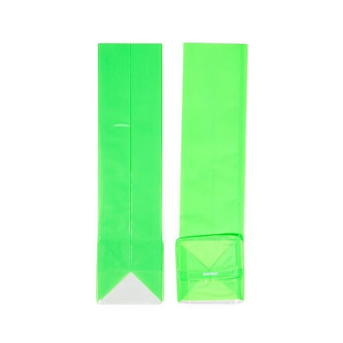 Blockbodenbeutel Neongrün 5,1x5,1x21 cm mit Bodenblatt (100 Stück) [FGPB11NG]