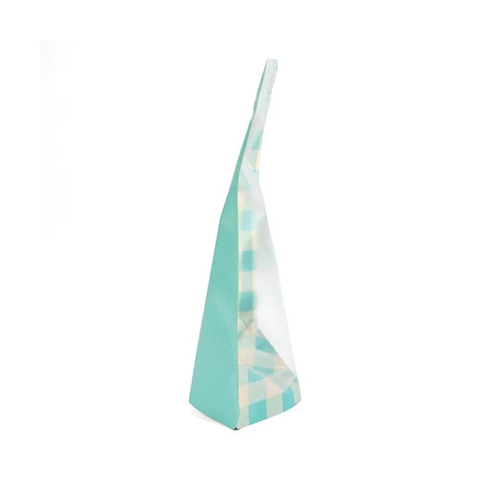 Standbodenbeutel Transparent/Blau pastellfarben kariert 13x7,9x20,6 cm (25 Stück) [ZBGSW3BLP]