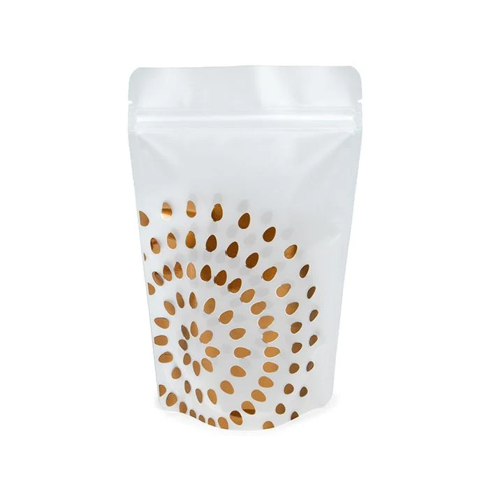 Standbodenbeutel Mattiert mit Goldblume 13x7,9x20,6 cm (25 Stück) [ZBGSW3BG]