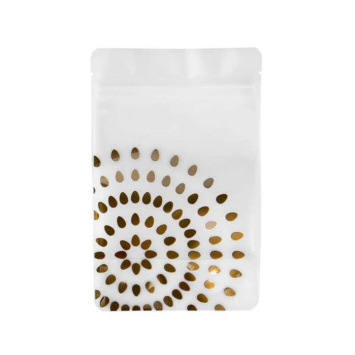 Standbodenbeutel Mattiert mit Goldblume 13x7,9x20,6 cm (25 Stück) [ZBGSW3BG]