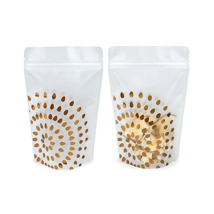Standbodenbeutel Mattiert mit Goldblume 13x7,9x20,6 cm (25 Stück) [ZBGSW3BG]