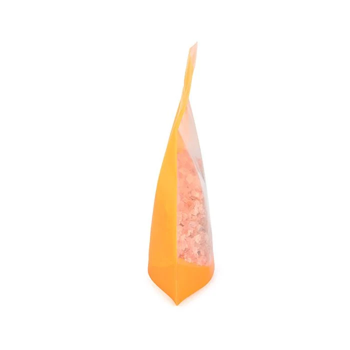 Standbodenbeutel Transparent/Neon Orange 15,9x6,4x14,6 cm mit Aufhängeloch (100 Stück) [ZBGNSHZOR]