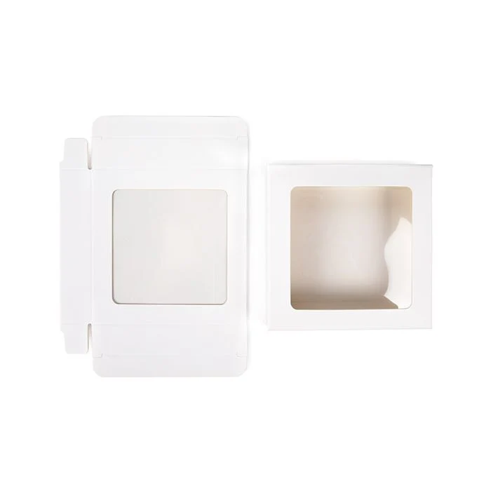 Pappschachteln Kraft weiß mit Fenster 10.5x2.2x10.5 cm (25 Stück) [WKRGW245]
