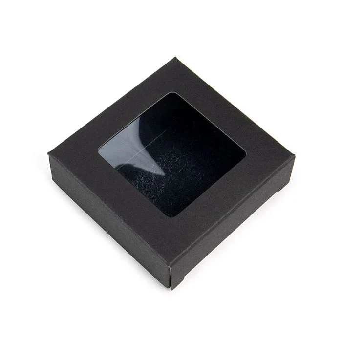 Pappschachteln Kraft schwarz mit Fenster 7x2.1x6.8 cm (25 Stück) [WKRGB319]