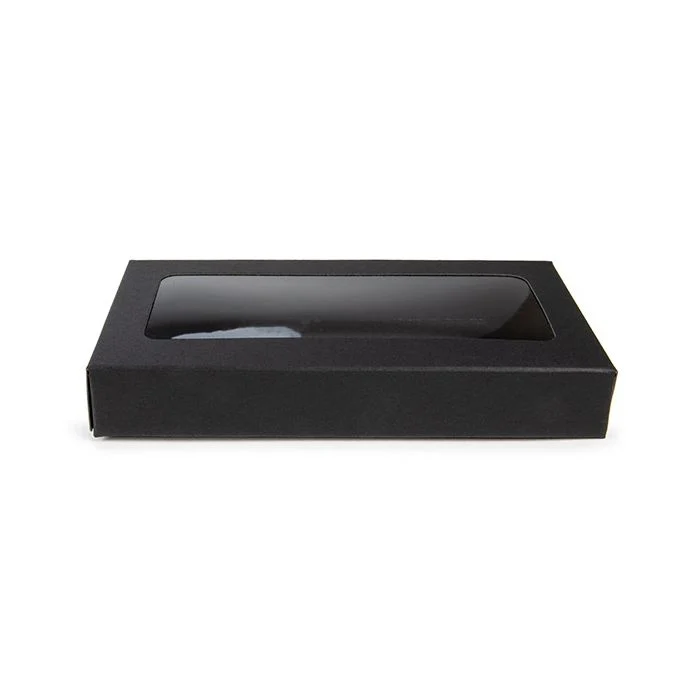 Pappschachteln Kraft schwarz mit Fenster 7x2.1x13.8 cm (25 Stück) [WKRGB315]