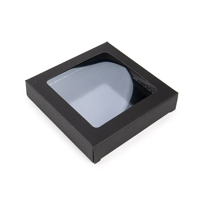 Pappschachteln Kraft schwarz mit Fenster 10.5x2.2x10.5 cm (25 Stück) [WKRGB245]