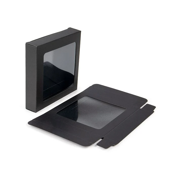 Pappschachteln Kraft schwarz mit Fenster 10.5x2.2x10.5 cm (25 Stück) [WKRGB245]