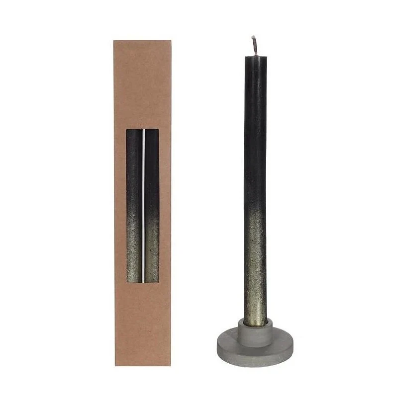 Tafelkerzen Schwarz mit Goldspray Ø2.1/h. 25cm (1 set) [IFS-32318]