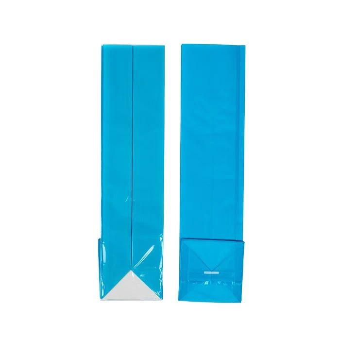 Blockbodenbeutel Neonblau 5,1x5,1x21 cm mit Bodenblatt (100 Stück) [FGPB11NB]